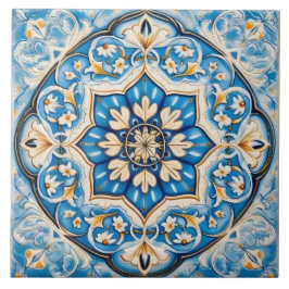 Azulejo - Branco Azul Bege Estilo Persa