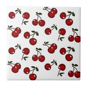 Azulejo Branco com Cerejas Vermelhas RAB Rockabill
