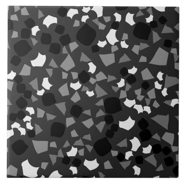 Azulejo branco preto simples moderno Terrazzo (Frente)