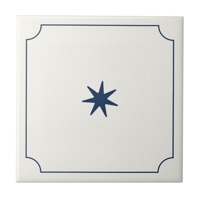 Azulejo branco simples moderno com estrela (Frente)