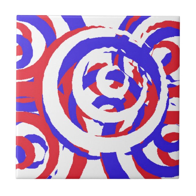 Azulejo branco vermelho e Abstrato azul (Frente)