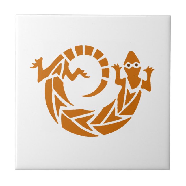 Azulejo Brown Stencil Gecko (Frente)