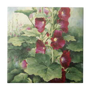 Azulejo Burgundy Hollyhocks 0536
