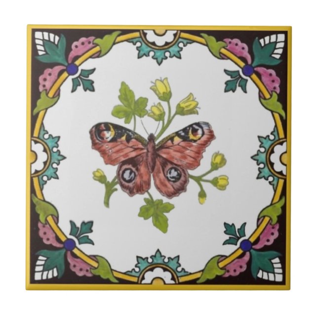 Azulejo C.1870 Colorido Minton Butterfly Repro (Frente)