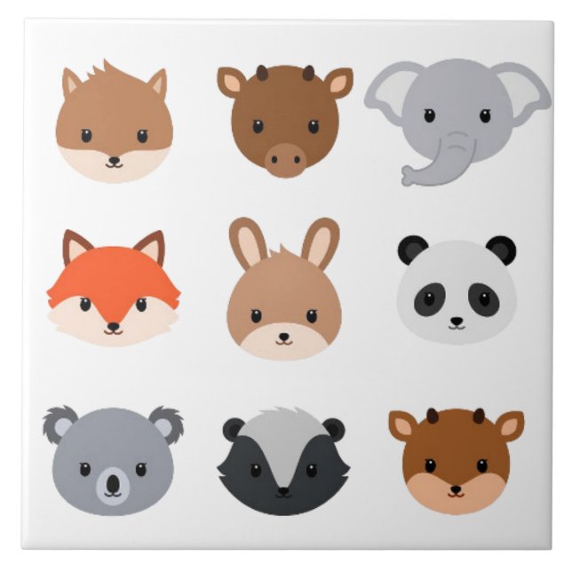 Azulejo - Cabeças de Animais Bebês (Frente)