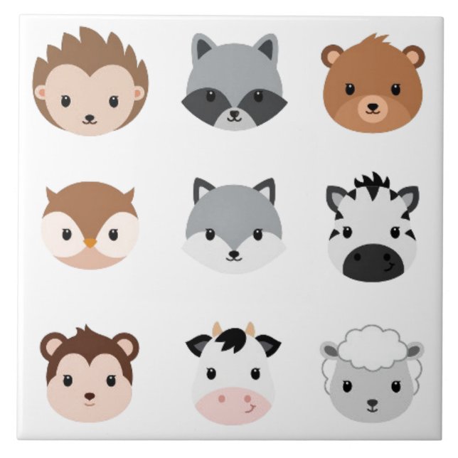 Azulejo - Cabeças de Animais Bebês 2 (Frente)
