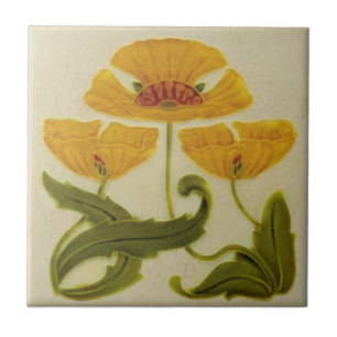 Azulejo - Cabeças de Flores Amarelas Art Nouveau