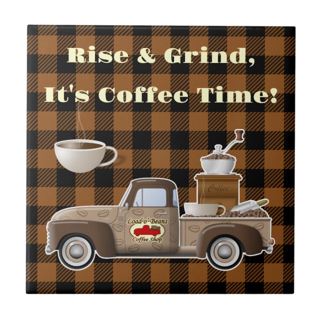 Azulejo Caminhão de Café Rise and Grind (Frente)
