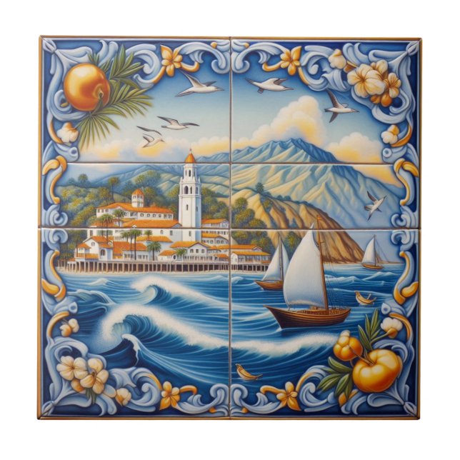 Azulejo Catalina Island - Ornamentado 2 tamanhos (Frente)