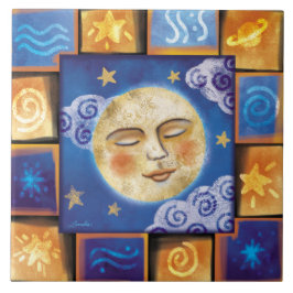 Azulejo Celestial de Lua Cerâmica