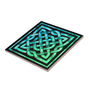 Azulejo Celta de Nó Cerâmico: Design Azul Quadrado