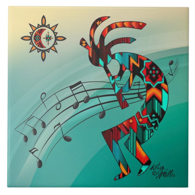 Azulejo CERAMIC do Sudoeste de Kokopelli (Frente)