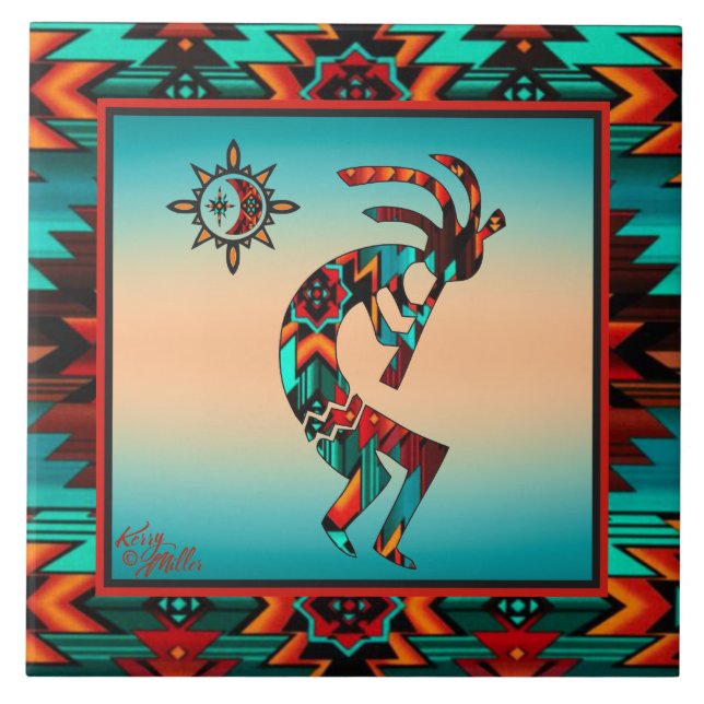 Azulejo CERAMIC do Sudoeste de Kokopelli (Frente)