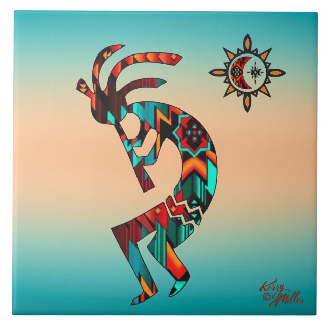 Azulejo CERAMIC do Sudoeste de Kokopelli (Frente)