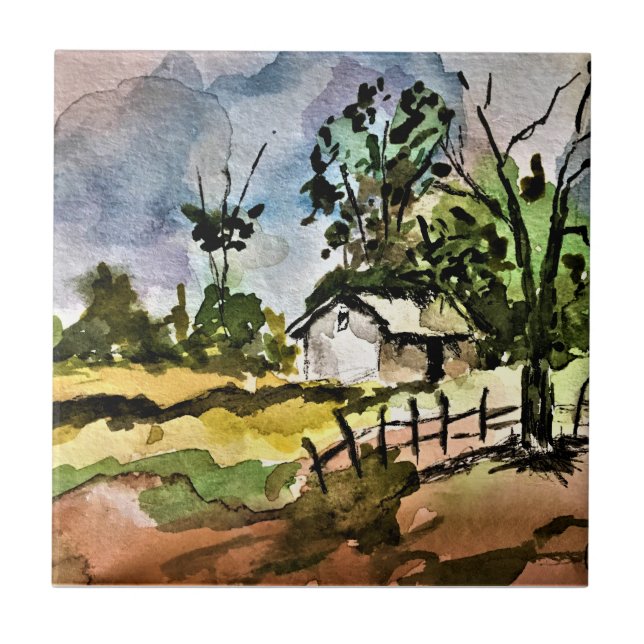 Azulejo cerâmico - 4,25 pol x 4,25 pol - Abaixo pe (Frente)