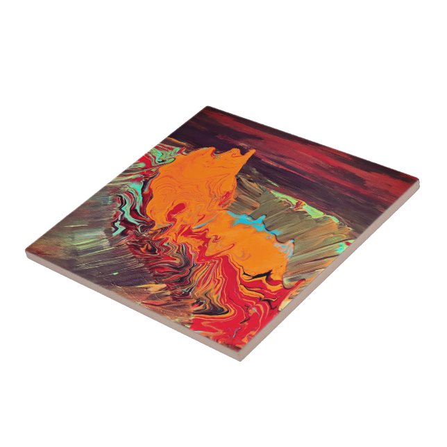 Azulejo cerâmico Abstrato "Orange Burst" (Lateral)