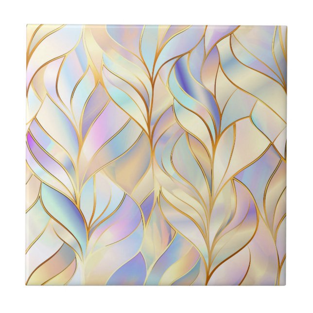 Azulejo Cerâmico Abstrato Pastel Iridescente (Frente)