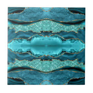 Azulejo Cerâmico Agate Teal Blue Marble Aqua Turqu