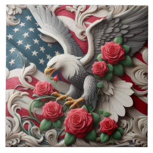 Azulejo Cerâmico Águia Patriótica Bandeira America