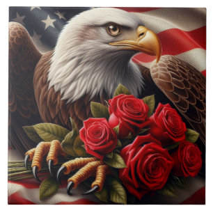Azulejo Cerâmico Águia Patriótica Bandeira America