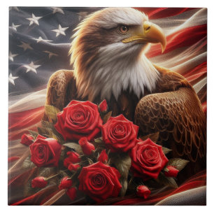 Azulejo Cerâmico Águia Patriótica Bandeira America