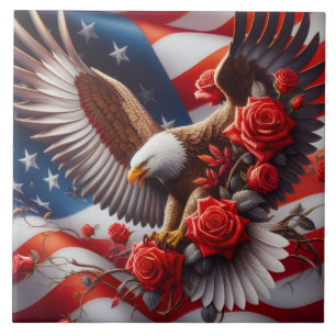 Azulejo Cerâmico Águia Patriótica Bandeira America