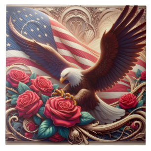 Azulejo Cerâmico Águia Patriótica Bandeira America