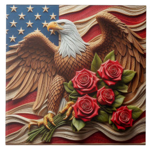 Azulejo Cerâmico Águia Patriótica Bandeira America