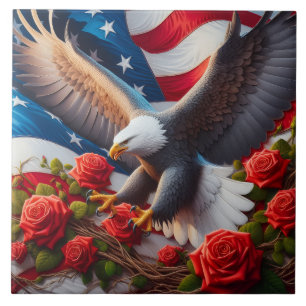 Azulejo Cerâmico Águia Patriótica Bandeira America