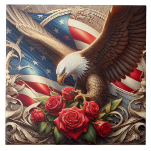 Azulejo Cerâmico Águia Patriótica Bandeira America