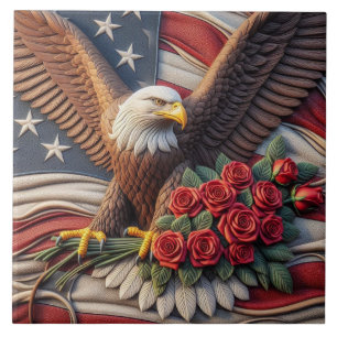 Azulejo Cerâmico Águia Patriótica Bandeira America