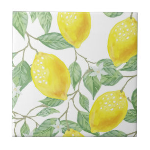 Azulejo Cerâmico Amarelo & Branco Limão