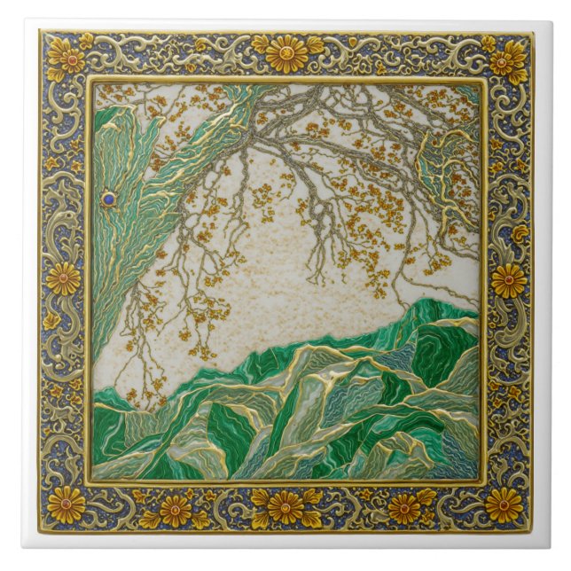 Azulejo Cerâmico Âmbar Lápis Prata Ouro Alpes Fran (Frente)