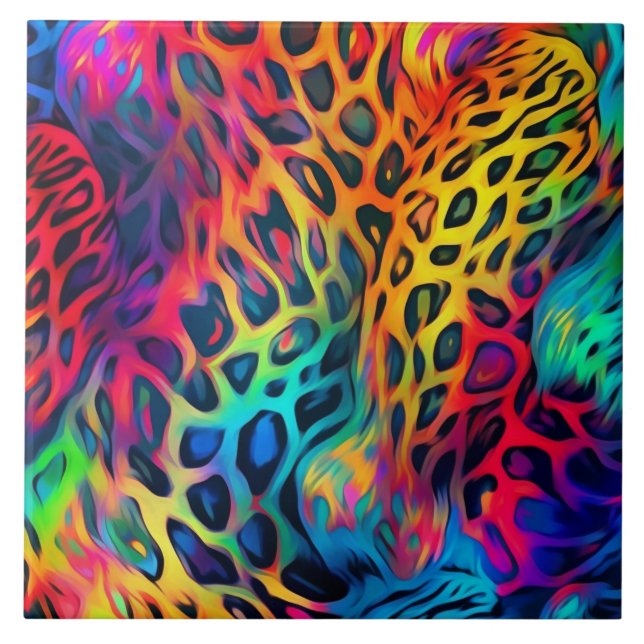 Azulejo Cerâmico Arco-Íris Neon (Frente)