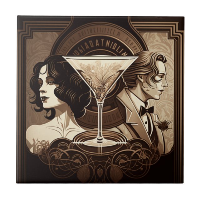 Azulejo Cerâmico Art Deco 4,25" x 4,25'' Brown 20s (Frente)