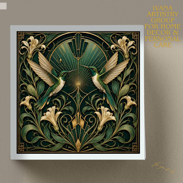 AZULEJO CERÂMICO ART DÉCO COM DOIS BEija-FLORES EM (Criador carregado)