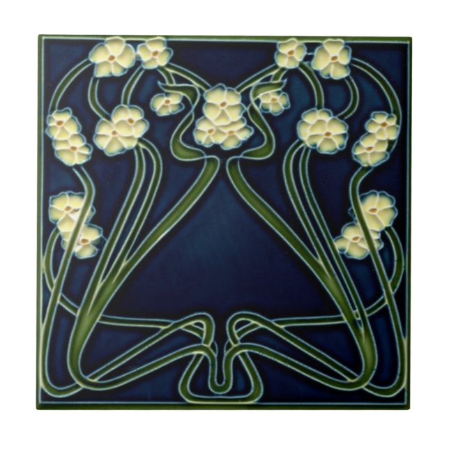 Azulejo cerâmico - Art Nouveau Esqueça-me-nots Ivo (Frente)