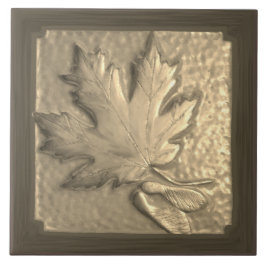 Azulejo cerâmico, artesão Maple Leaf gold tone