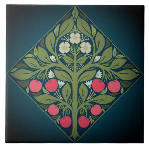 Azulejo cerâmico - Árvore Fruta brilhante