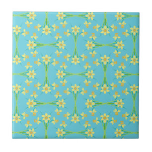 Azulejo Cerâmico Azul Céu com Narcisos do Sol da P