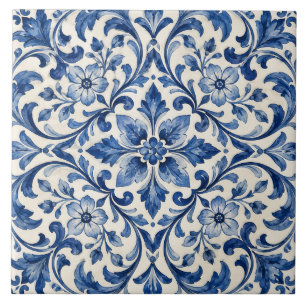 Azulejo Cerâmico Azul e Branco