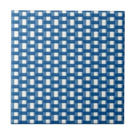 Azulejo Cerâmico Azul e Branco Listrado Quadrado