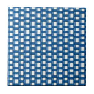 Azulejo Cerâmico Azul e Branco Listrado Quadrado