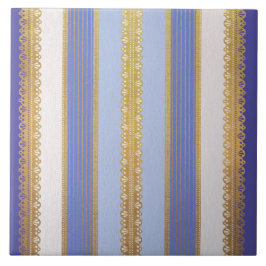 Azulejo Cerâmico Azul e Dourado