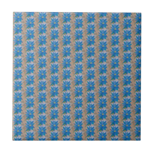 Azulejo Cerâmico Azul Flor (Frente)