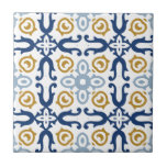 Azulejo cerâmico azul-italiano e amarelo<br><div class="desc">Pode ser totalmente personalizado para atender às suas necessidades. © Gorjo Designs. Feito para você através da plataforma Zazzle. // Precisa de ajuda para personalizar o seu design? Tem outras ideias? Sinta-se à vontade para me contactar (Zoe) diretamente.</div>