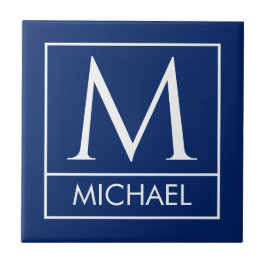 Azulejo Cerâmico Azul Marinho Personalizado com In