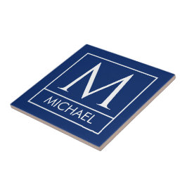 Azulejo Cerâmico Azul Marinho Personalizado com In