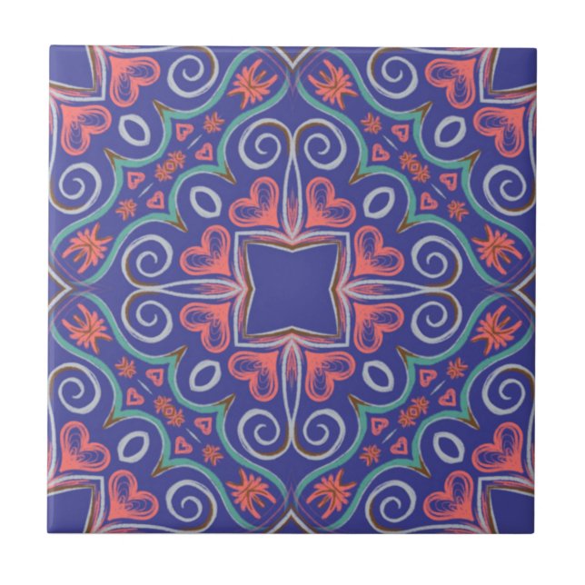 Azulejo cerâmico azul roxo (Frente)