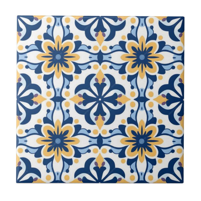 Azulejo cerâmico - Azulejo Amarelo - Branco (Frente)